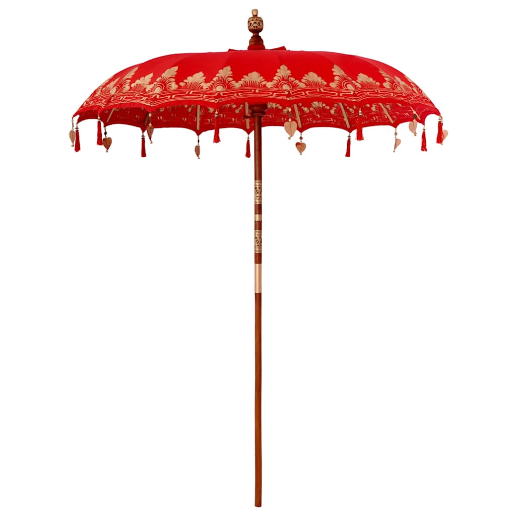 vidaXL Balinese Parasol Red (180-190) x 260 cm Cotton and Wood 2