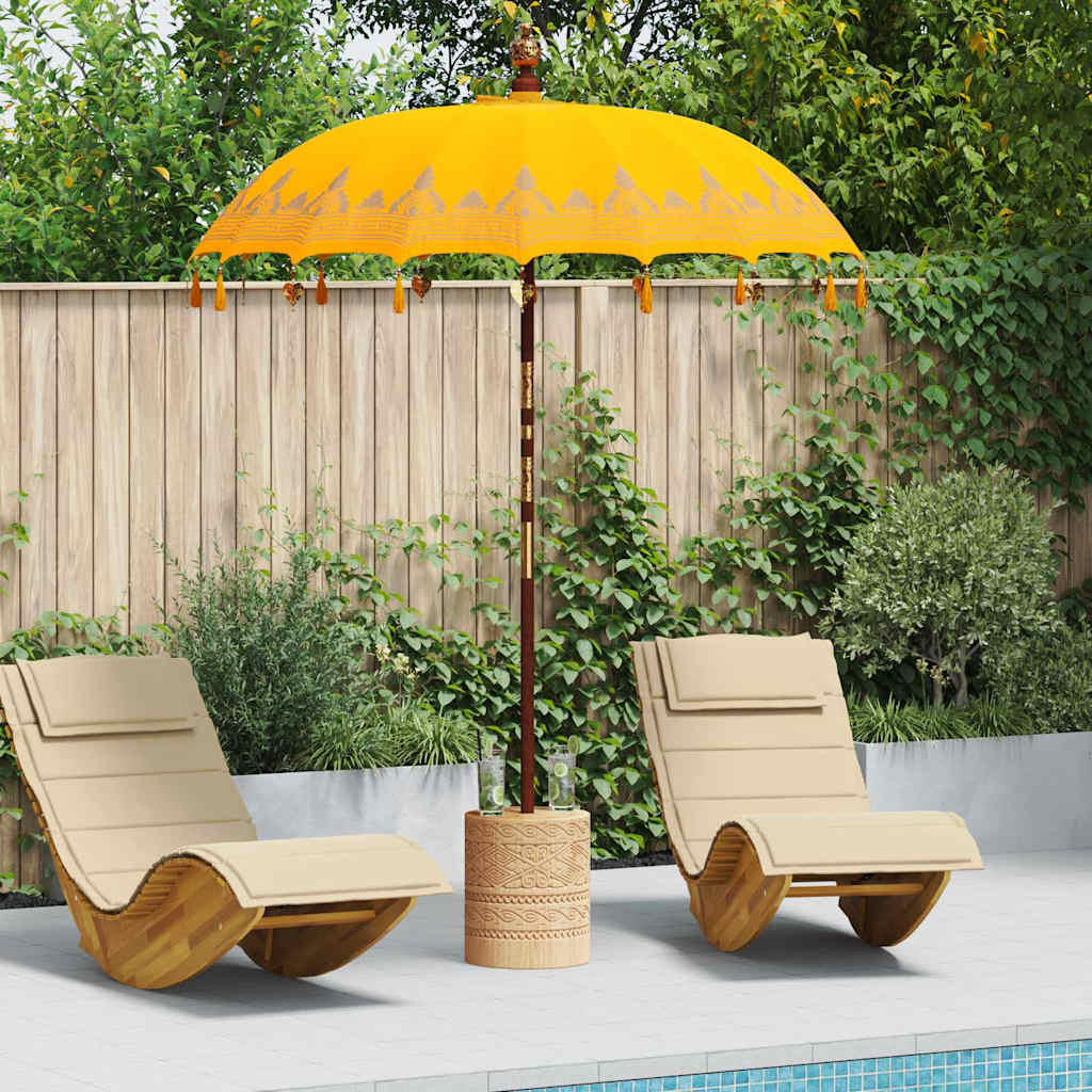 vidaXL Balinese Parasol Yellow (180-190) x 260 cm Cotton and Wood 1