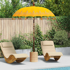vidaXL Balinese Parasol Yellow (180-190) x 260 cm Cotton and Wood 1