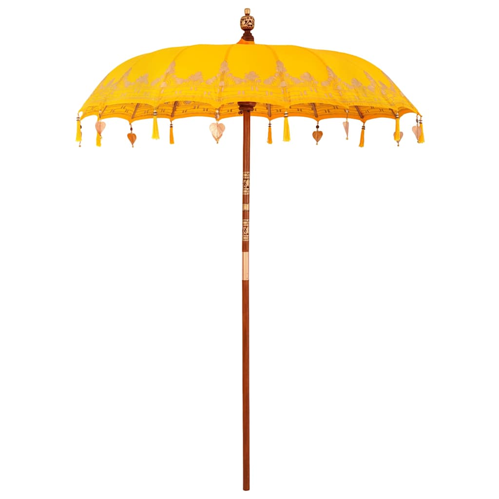 vidaXL Balinese Parasol Yellow (180-190) x 260 cm Cotton and Wood 2