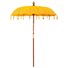 vidaXL Balinese Parasol Yellow (180-190) x 260 cm Cotton and Wood 2