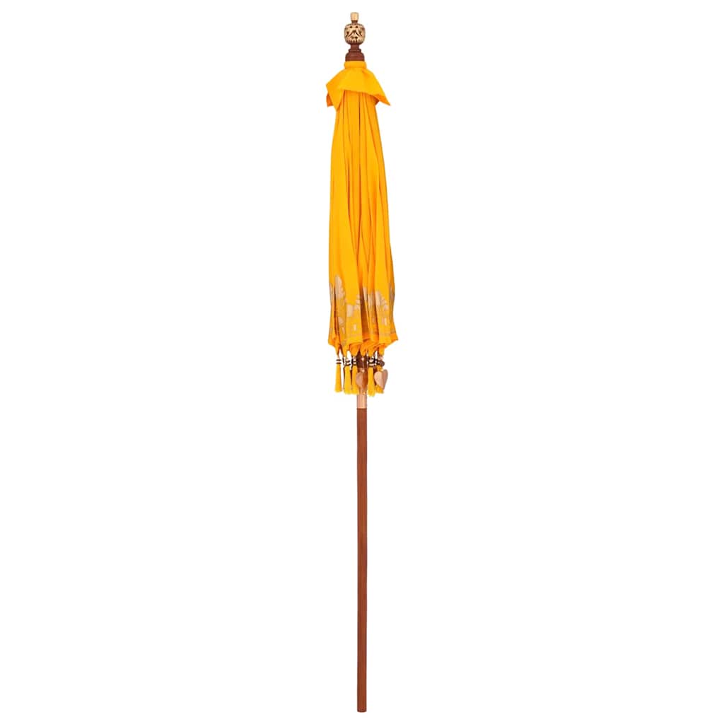 vidaXL Balinese Parasol Yellow (180-190) x 260 cm Cotton and Wood 4