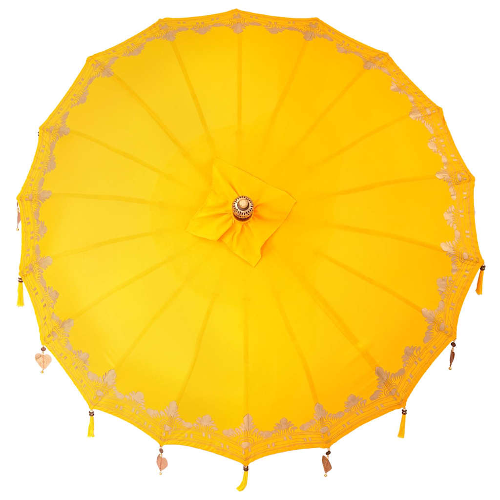 vidaXL Balinese Parasol Yellow (180-190) x 260 cm Cotton and Wood 6