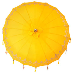 vidaXL Balinese Parasol Yellow (180-190) x 260 cm Cotton and Wood 6