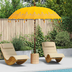 vidaXL Balinese Parasol Yellow 215 x 215 x 260 cm Cotton and Wood 1