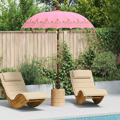 vidaXL Balinese Parasol Pink (180-190) x 260 cm Cotton and Wood 1