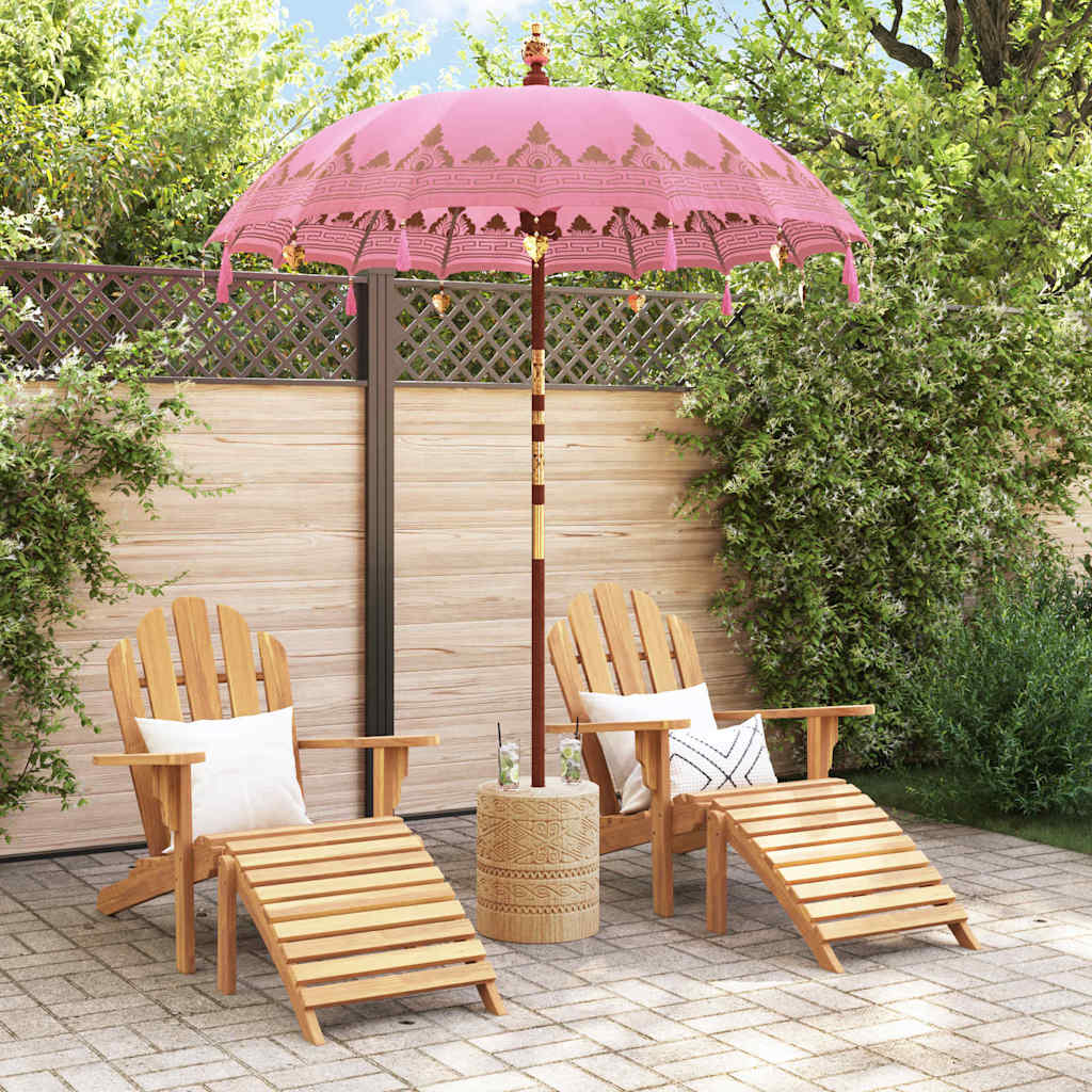 vidaXL Balinese Parasol Pink (180-190) x 260 cm Cotton and Wood 3