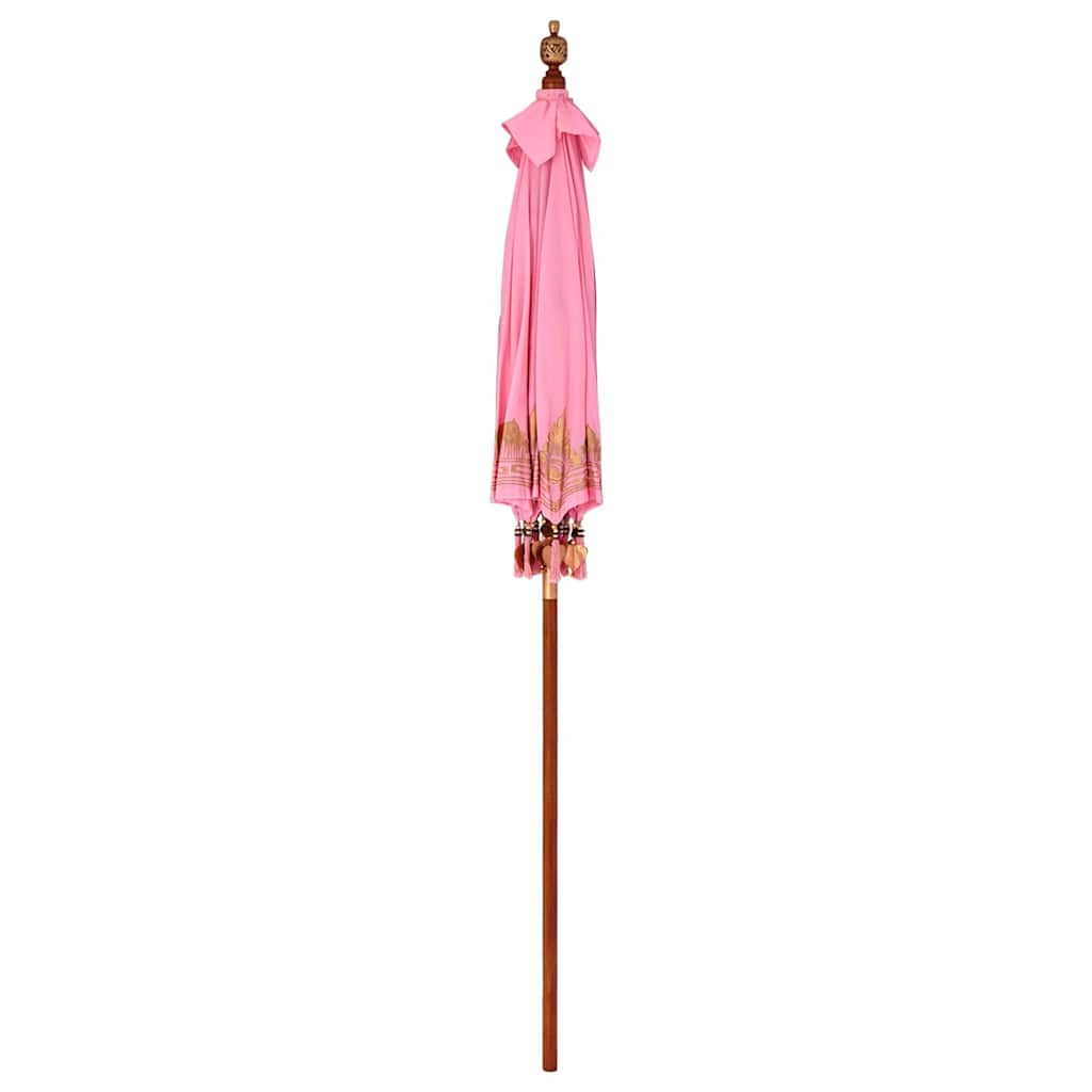 vidaXL Balinese Parasol Pink (180-190) x 260 cm Cotton and Wood 4