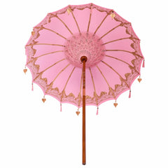 vidaXL Balinese Parasol Pink (180-190) x 260 cm Cotton and Wood 5