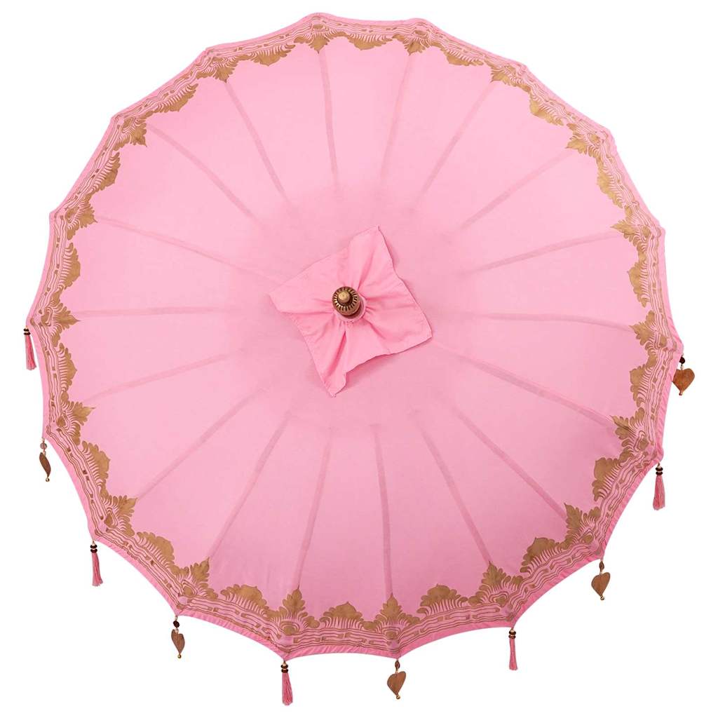 vidaXL Balinese Parasol Pink (180-190) x 260 cm Cotton and Wood 6