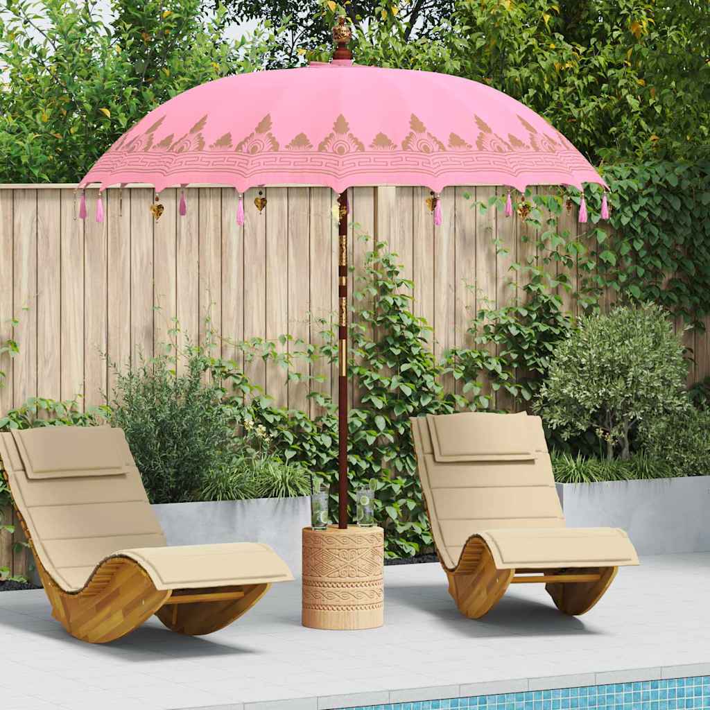 vidaXL Balinese Parasol Pink 215 x 215 x 260 cm Cotton and Wood 1