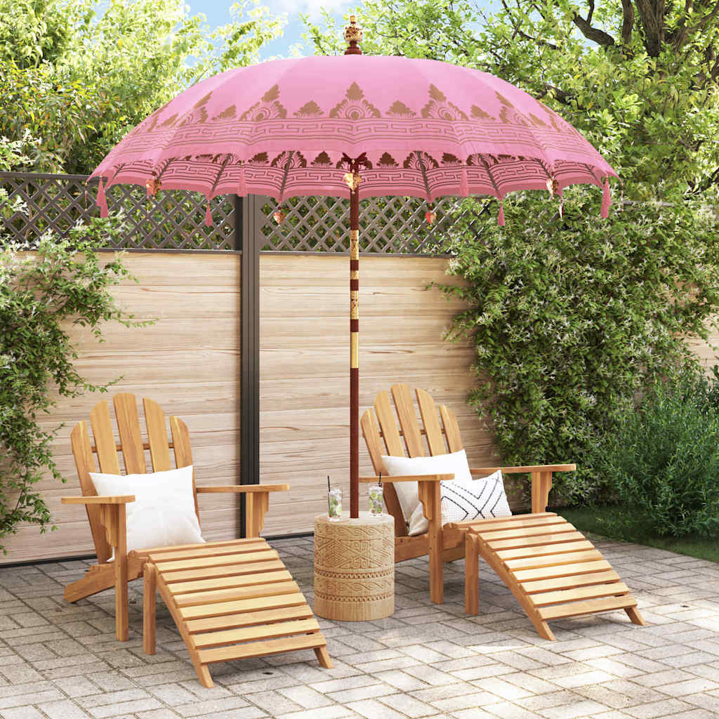 vidaXL Balinese Parasol Pink 215 x 215 x 260 cm Cotton and Wood 3