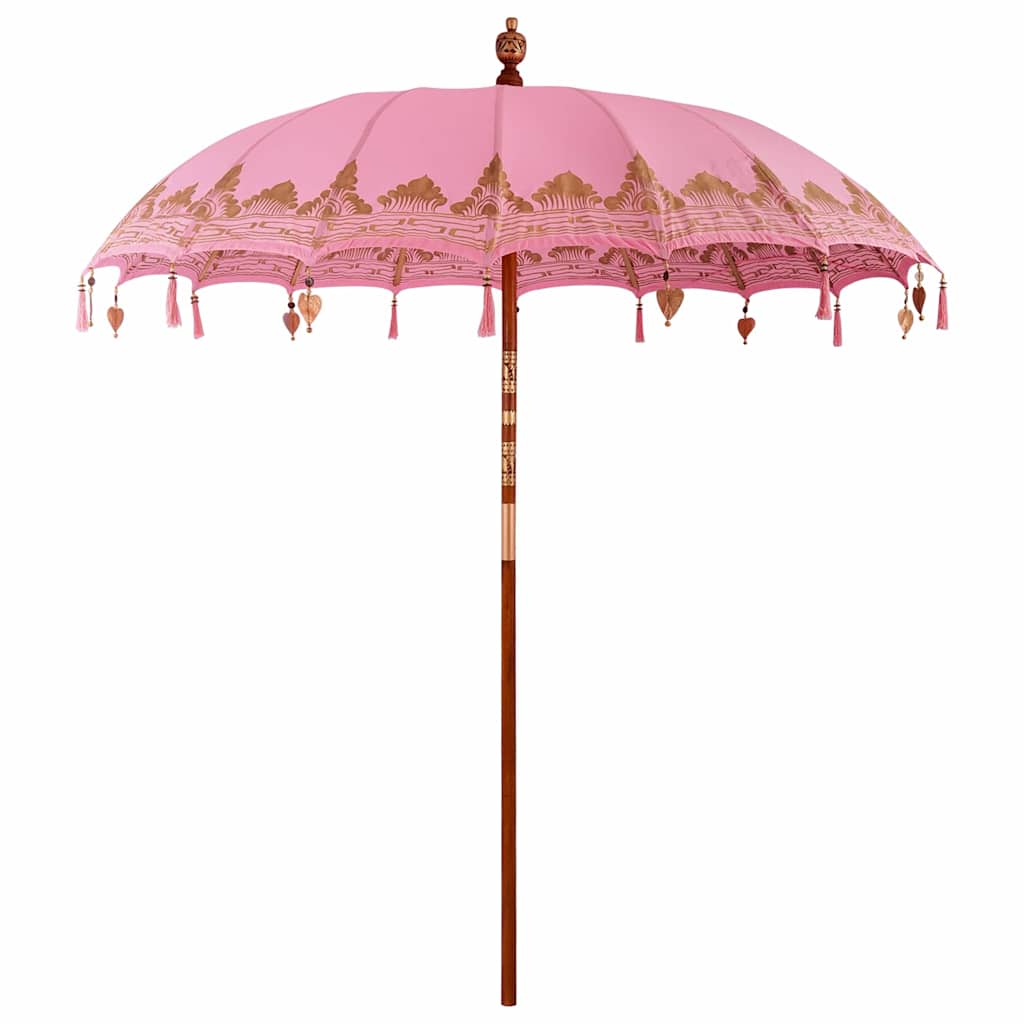 vidaXL Balinese Parasol Pink 215 x 215 x 260 cm Cotton and Wood 2