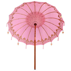 vidaXL Balinese Parasol Pink 215 x 215 x 260 cm Cotton and Wood 5