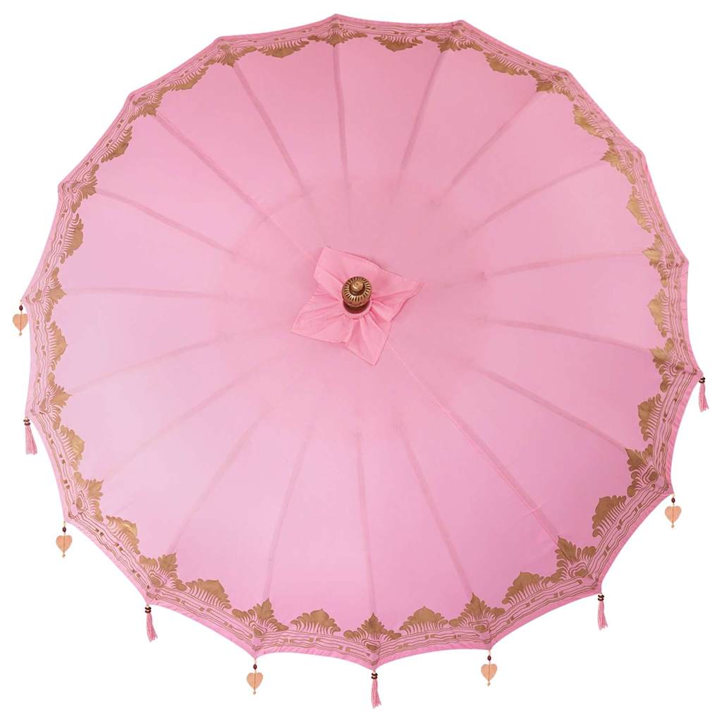 vidaXL Balinese Parasol Pink 215 x 215 x 260 cm Cotton and Wood 6