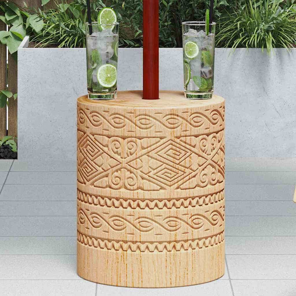 vidaXL Parasol Base 28.05 kg Natural Solid Wood Cylindrical 3