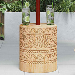 vidaXL Parasol Base 28.05 kg Natural Solid Wood Cylindrical 3
