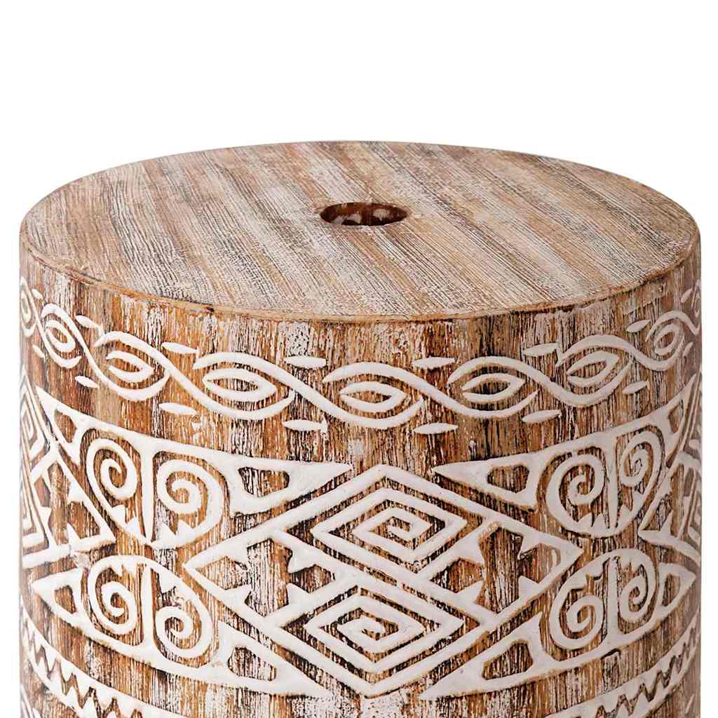 vidaXL Parasol Base 23 kg White Washed Solid Wood Cylindrical 5