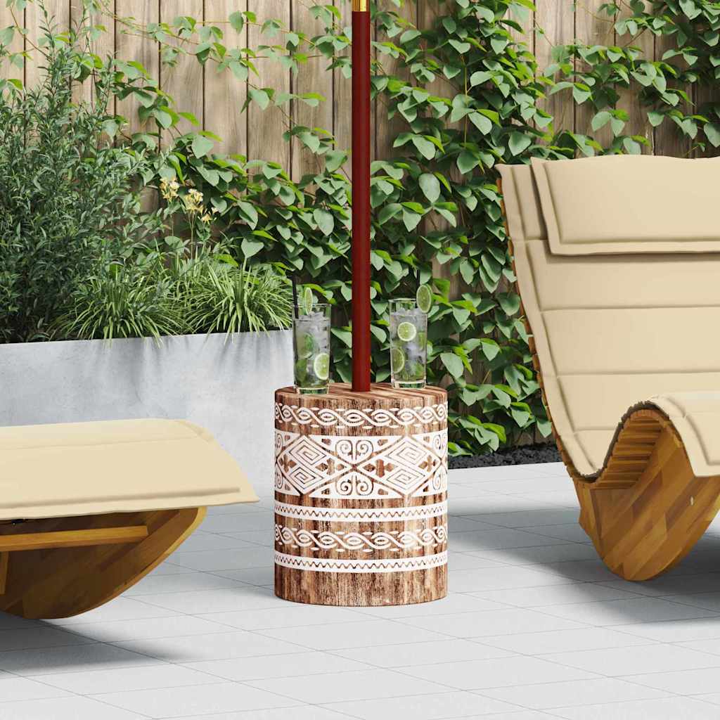 vidaXL Parasol Base 23 kg White Washed Solid Wood Cylindrical 1