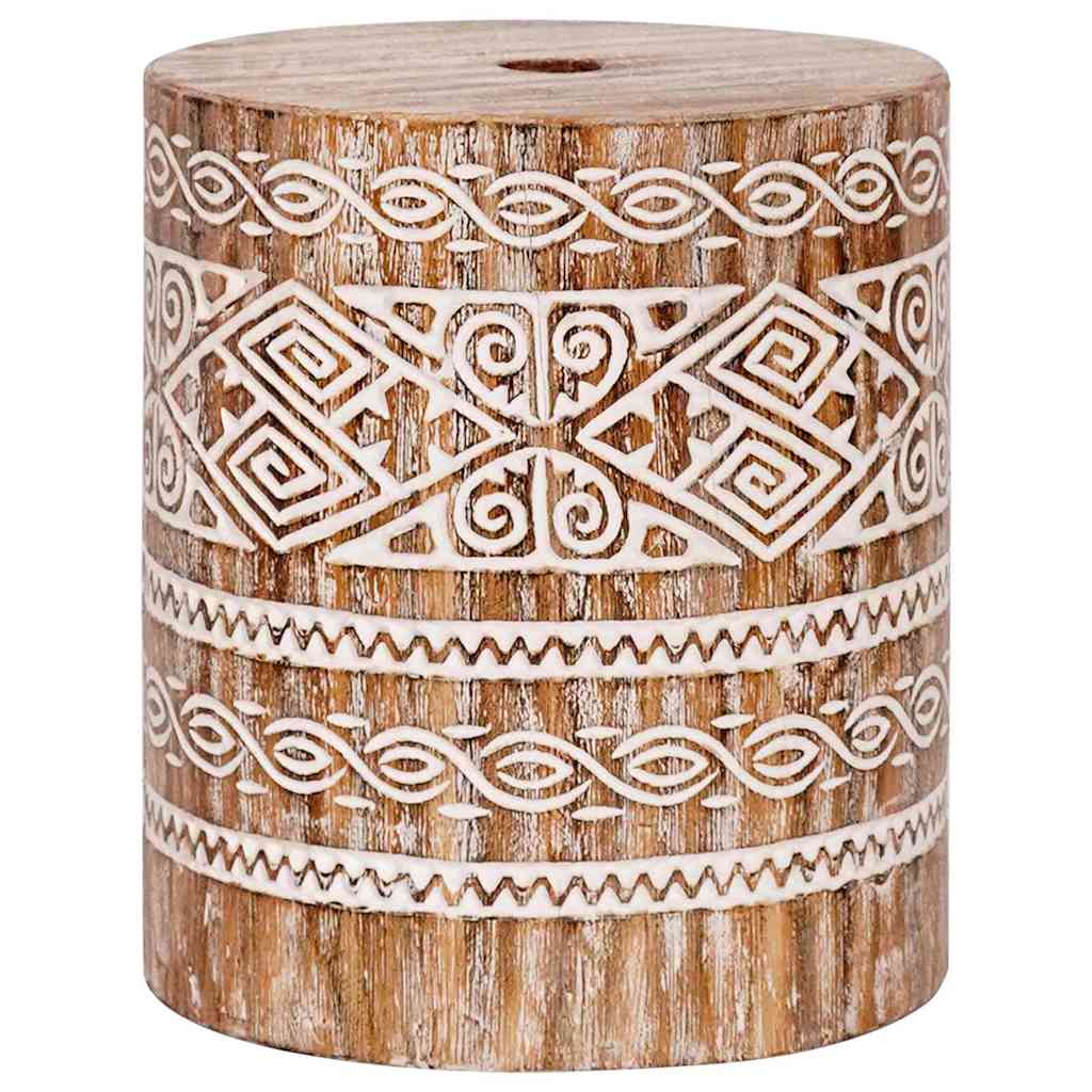vidaXL Parasol Base 23 kg White Washed Solid Wood Cylindrical 2