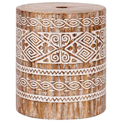 vidaXL Parasol Base 23 kg White Washed Solid Wood Cylindrical 2