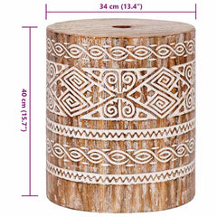 vidaXL Parasol Base 23 kg White Washed Solid Wood Cylindrical 6