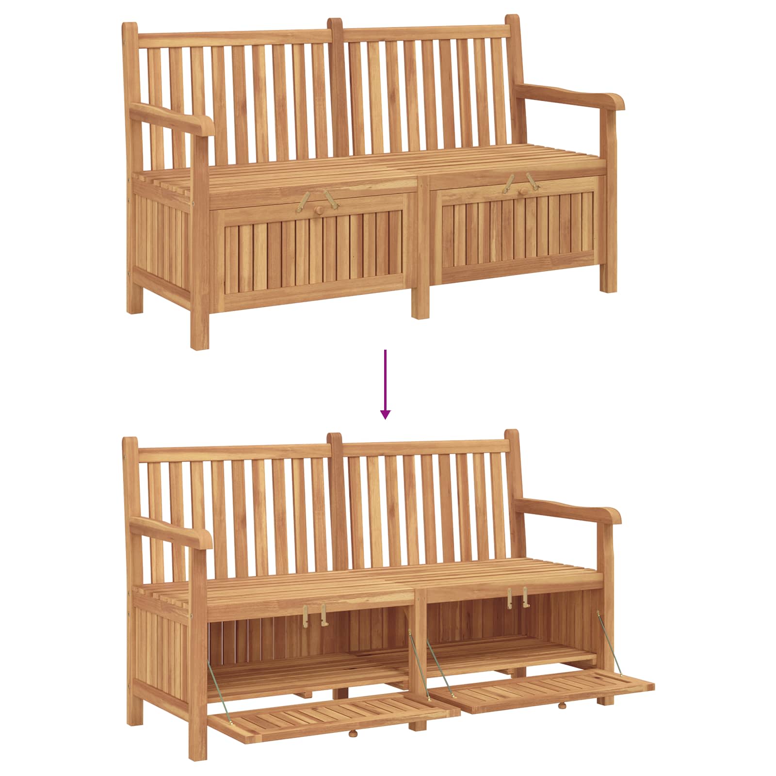 vidaXL Garden Bench with Storage 150 x 60 x 90 cm Solid Teak Wood 6