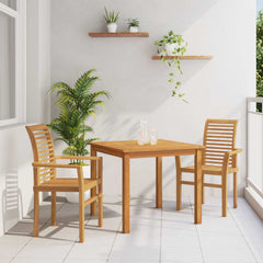 vidaXL Dining Chair 2 pcs Solid Teak Wood Brown 62 x 55 x 94 cm 1