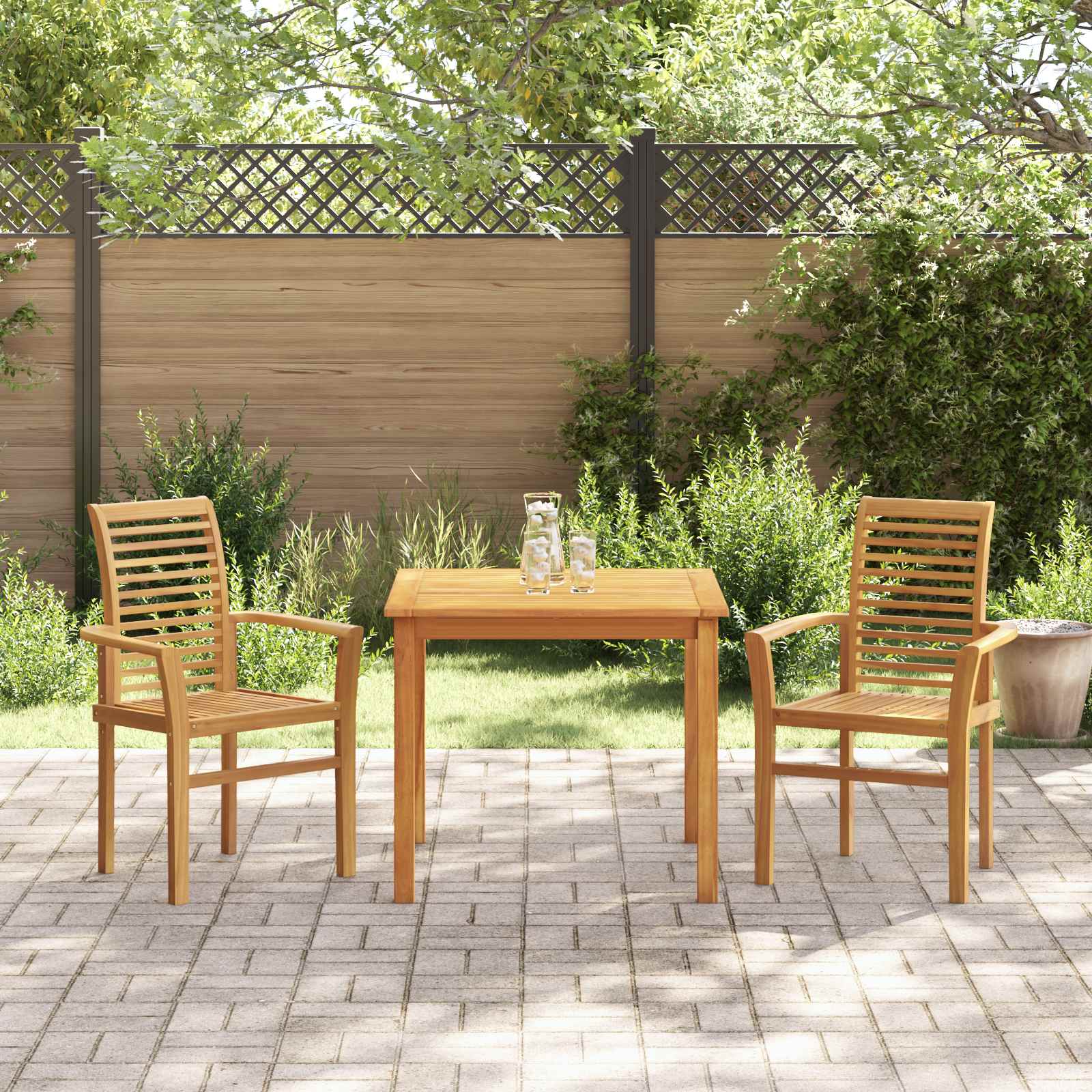 vidaXL Dining Chair 2 pcs Solid Teak Wood Brown 62 x 55 x 94 cm 3