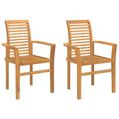 vidaXL Dining Chair 2 pcs Solid Teak Wood Brown 62 x 55 x 94 cm 2