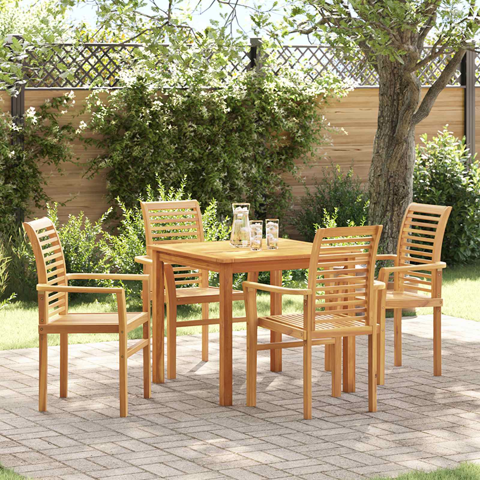 vidaXL Dining Chair 4 pcs Solid Teak Wood Brown 62 x 55 x 94 cm 1