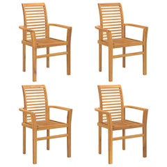 vidaXL Dining Chair 4 pcs Solid Teak Wood Brown 62 x 55 x 94 cm 2