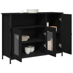 Sideboard 100x35x75 cm Engineered Wood Black oak