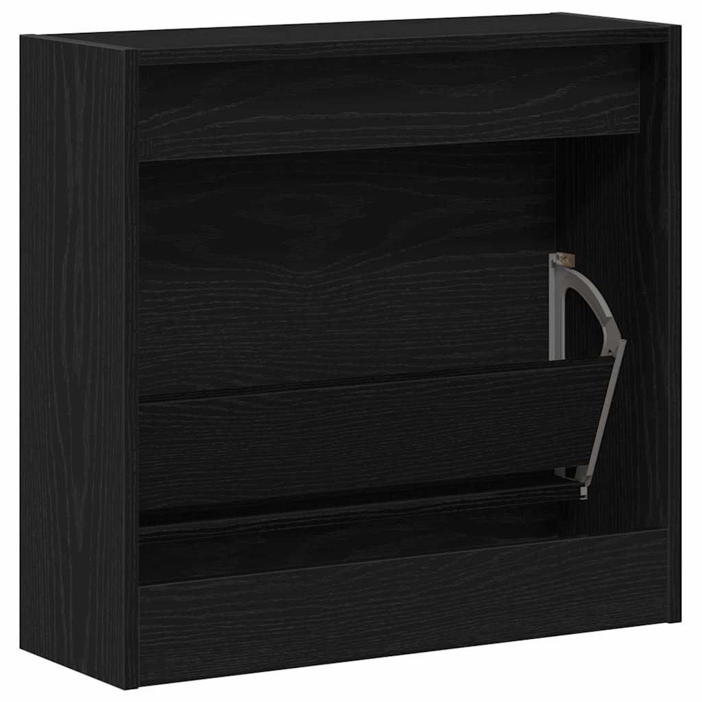 vidaXL Shoe Cabinet 60 x 21 x 57 cm Engineered Wood Black Oak 6