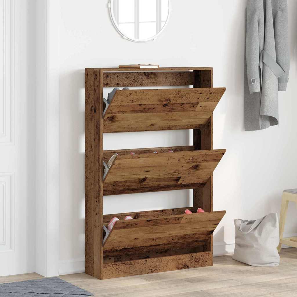 vidaXL Shoe Cabinet 80 x 21 x 125.5 cm Engineered Wood Old Wood 1