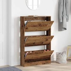 vidaXL Shoe Cabinet 80 x 21 x 125.5 cm Engineered Wood Old Wood 1