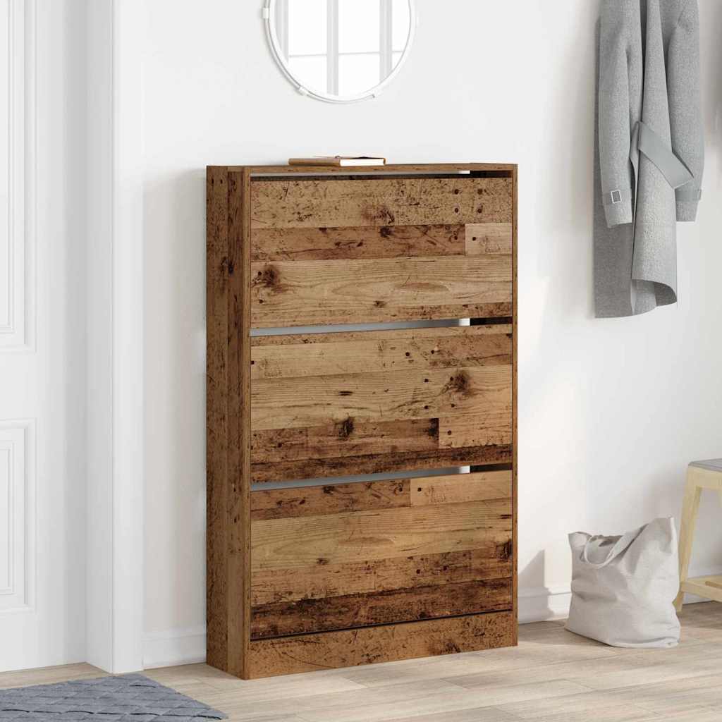 vidaXL Shoe Cabinet 80 x 21 x 125.5 cm Engineered Wood Old Wood 4
