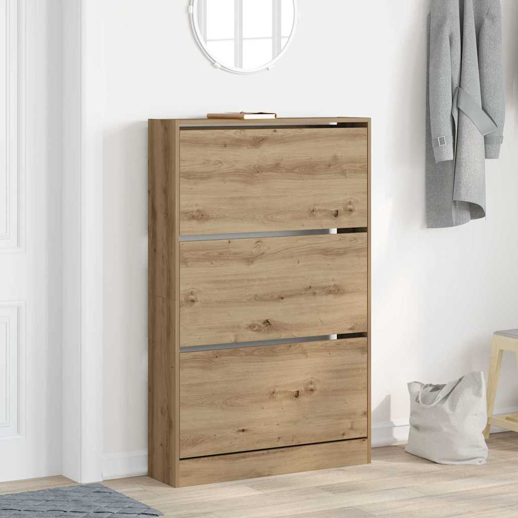 vidaXL Shoe Cabinet 80 x 21 x 125.5 cm Engineered Wood Artisan Oak 1