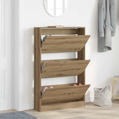 vidaXL Shoe Cabinet 80 x 21 x 125.5 cm Engineered Wood Artisan Oak 4