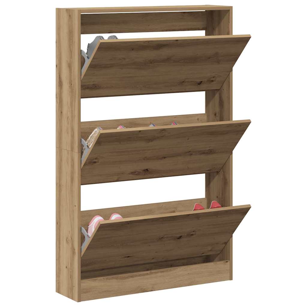 vidaXL Shoe Cabinet 80 x 21 x 125.5 cm Engineered Wood Artisan Oak 3