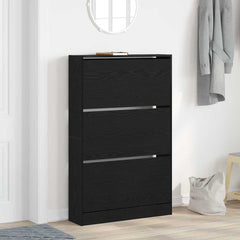 vidaXL Shoe Cabinet 80 x 21 x 125.5 cm Engineered Wood Black Oak 1