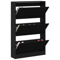 vidaXL Shoe Cabinet 80 x 21 x 125.5 cm Engineered Wood Black Oak 3