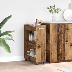 vidaXL Cabinet with Wheel Old Wood 60 x 22 x 79 cm 1