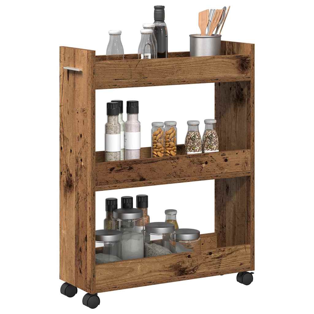 vidaXL Cabinet with Wheel Old Wood 60 x 22 x 79 cm 3
