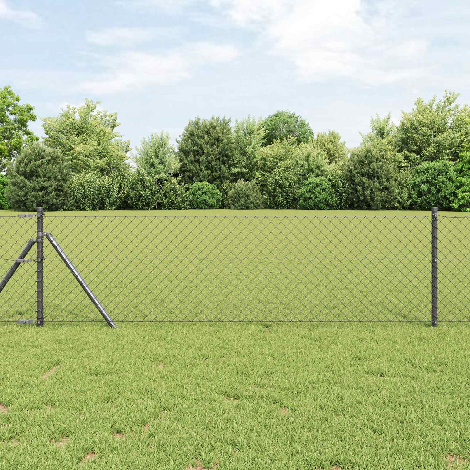 vidaXL Chain Link Fence 25 x 0.6 m Steel Grey 1