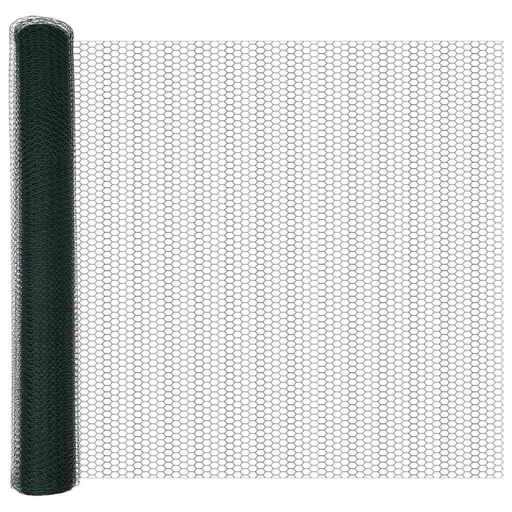 vidaXL Hexagon Fence 1.4 x 25 m PVC Green 5