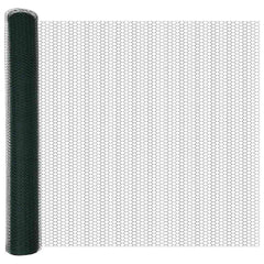 vidaXL Hexagon Fence 1.4 x 25 m PVC Green 5
