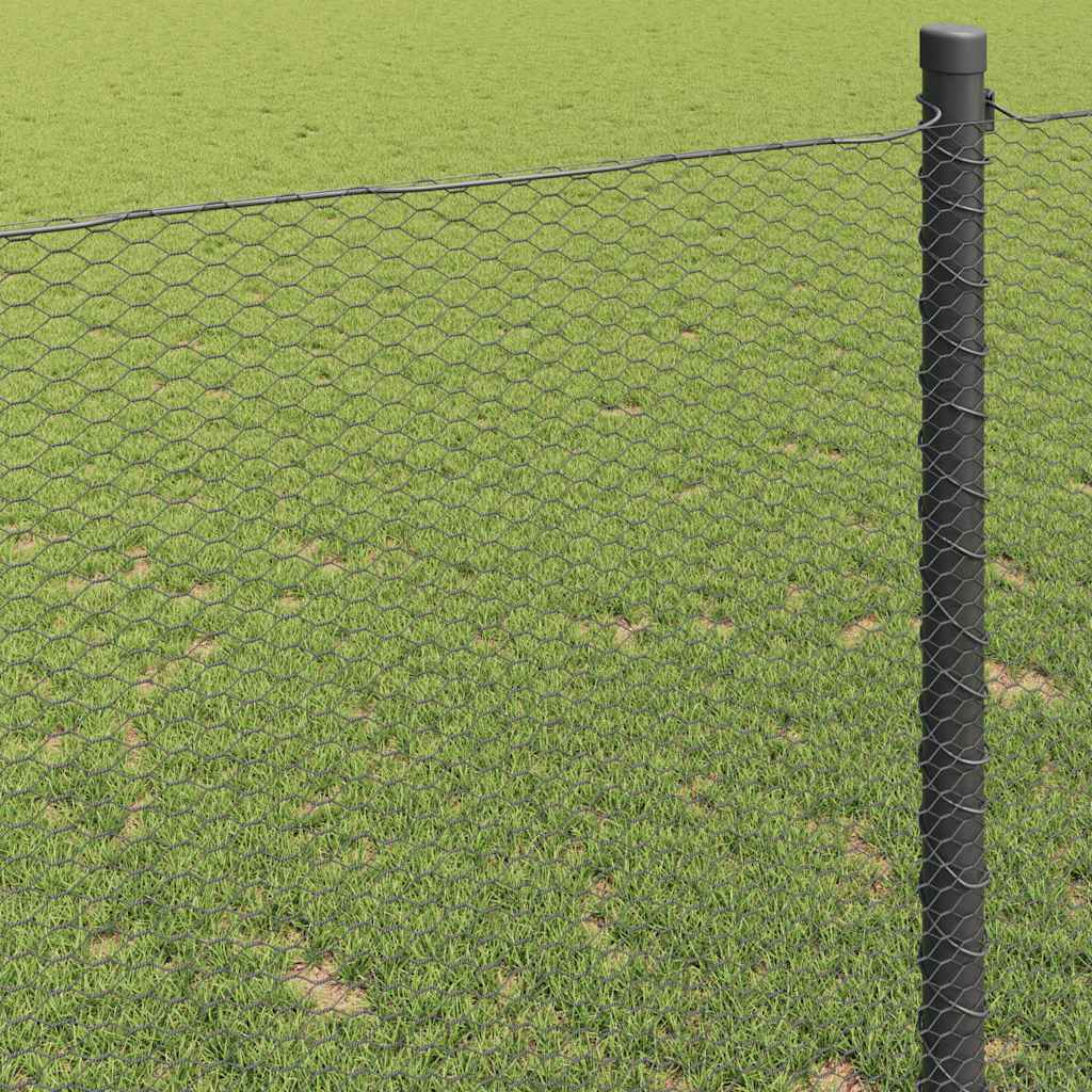 vidaXL Hexagon Fence 1 x 50 m PVC Grey 4