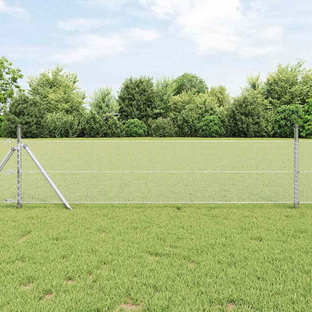 vidaXL Hexagon Fence 0.5 x 50 m Galvanised steel Silver 1