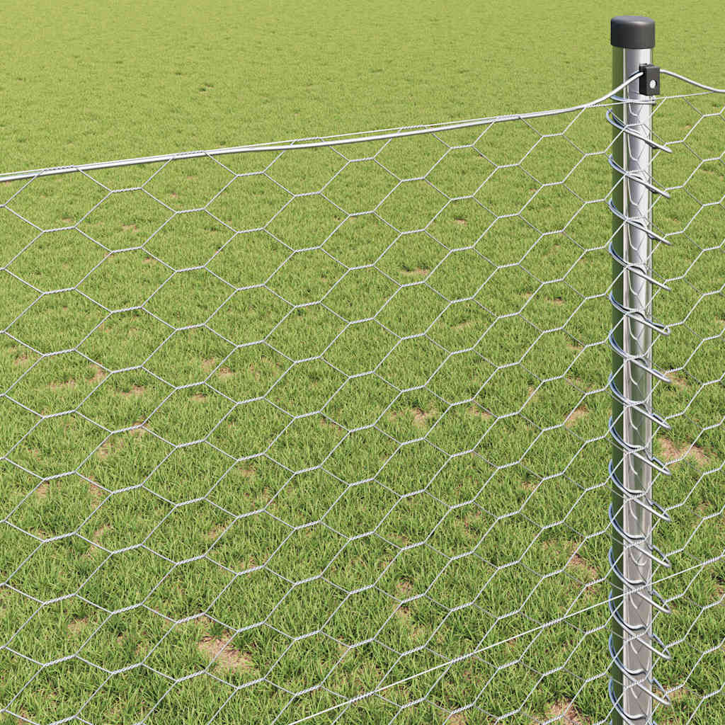 vidaXL Hexagon Fence 1 x 50 m Galvanised steel Silver 4
